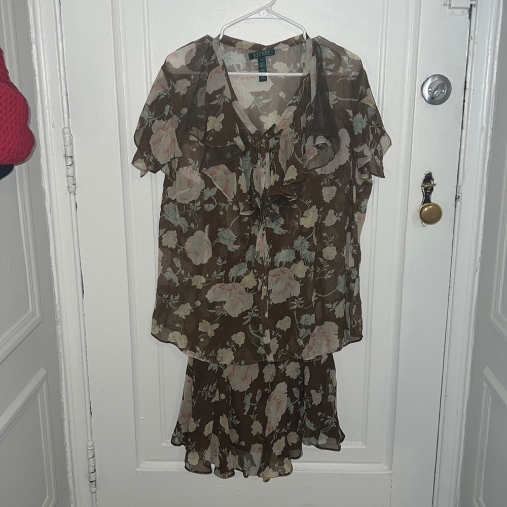 Ralph Lauren, Vintage fashion, sheer, floral Two Piece Set